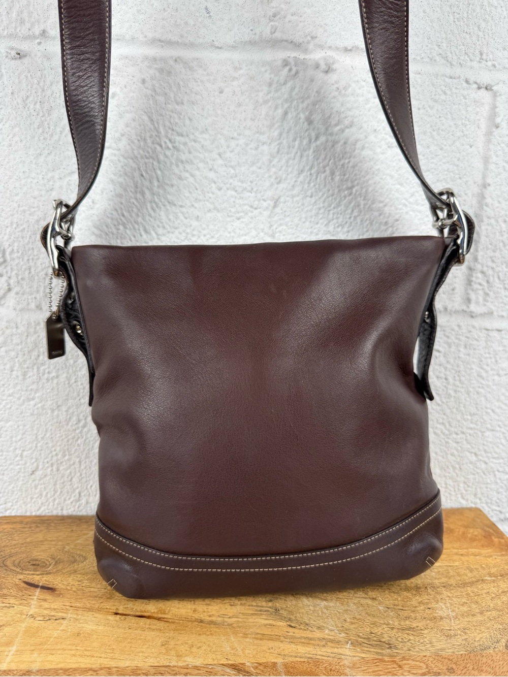 Vintage Y2K Coach 1415 Legacy Slim Tassel Duffle Hobo Brown Leather Bag